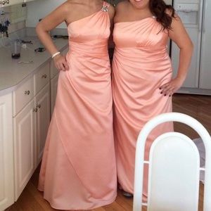 David’s Bridal One Shoulder Peach Dress